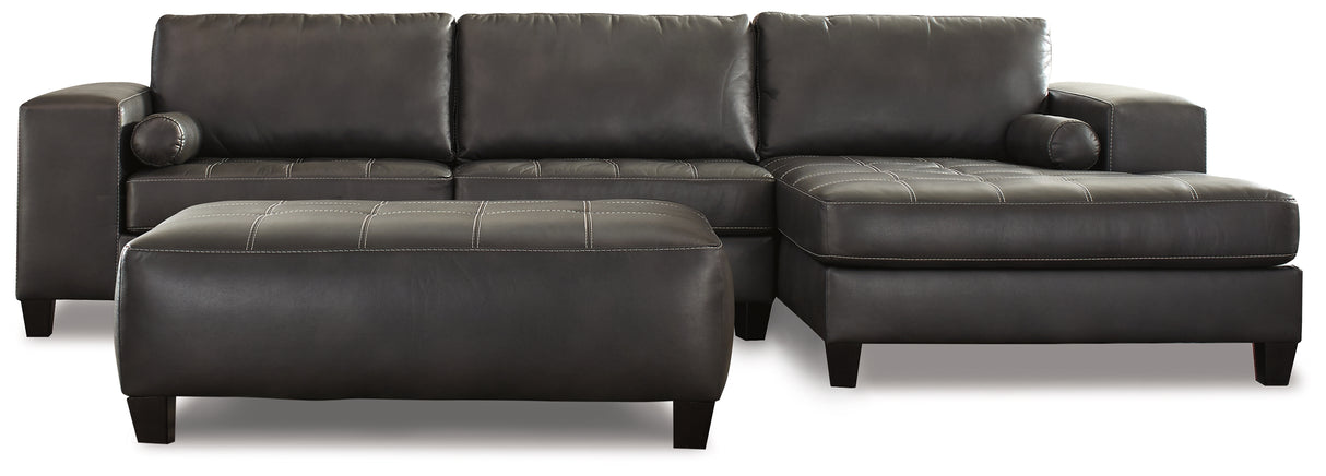 Nokomis 2-Piece Sectional with Ottoman in Charcoal - PKG011027