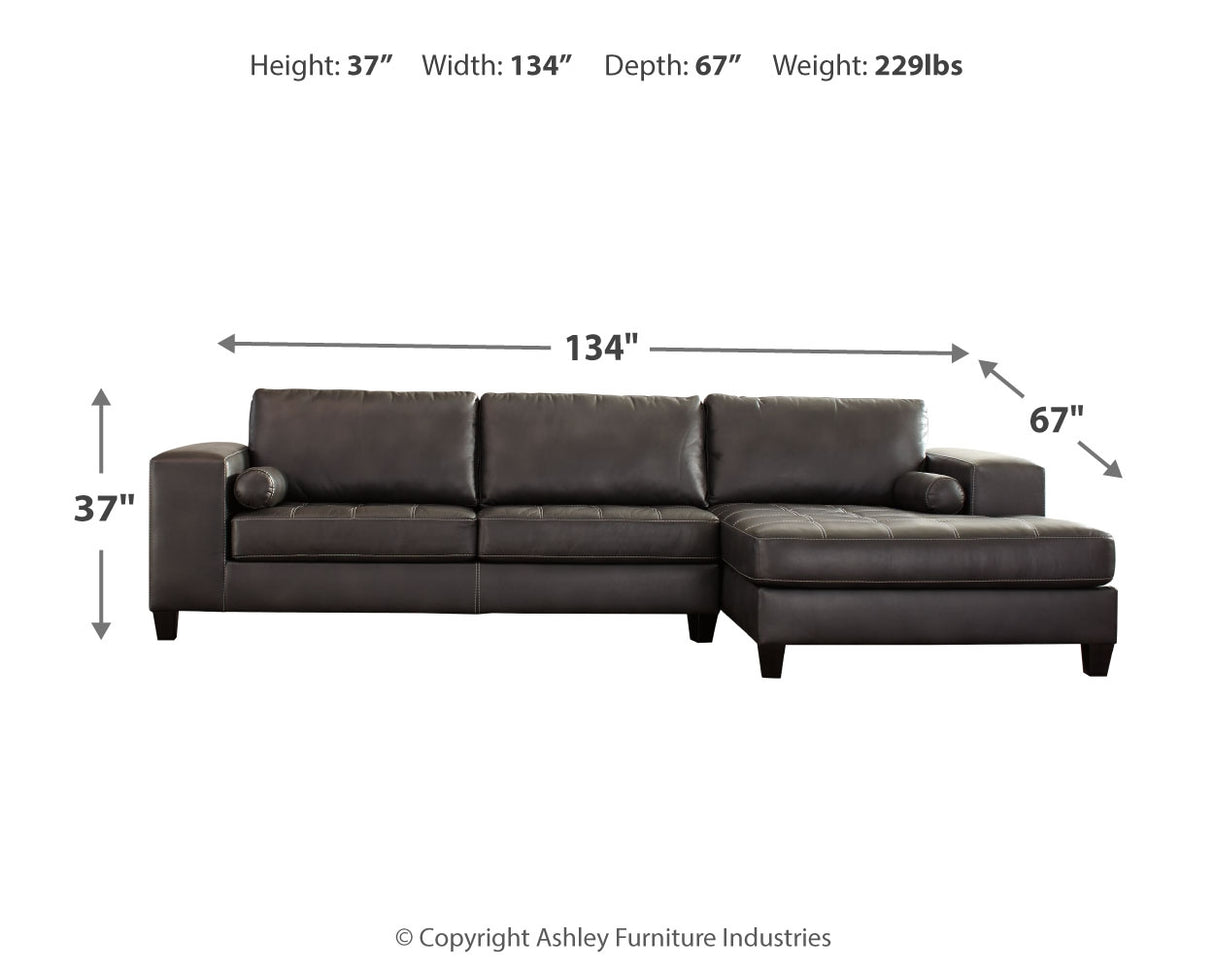 Nokomis 2-Piece Sectional with Ottoman in Charcoal - PKG011027