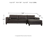 Nokomis 2-Piece Sectional with Ottoman in Charcoal - PKG011027