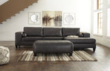 Nokomis 2-Piece Sectional with Ottoman in Charcoal - PKG011027