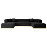 Olivia Black Velvet U-Shape Corner Sofa from Midinmod - Luna Furniture