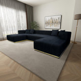 Olivia Black Velvet U-Shape Corner Sofa from Midinmod - Luna Furniture