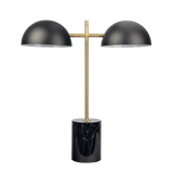 Nova Hydro Black Table Lamp with On/Off Switch Double Lamp with Faux Marble Base - TBL03700901