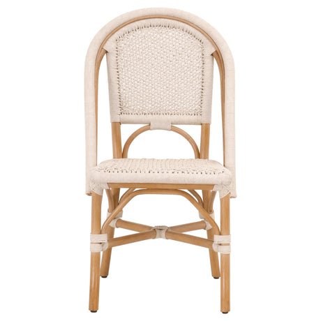 Brisas Dining Chair in Natural & White Flat Rope, Natural Rattan, Set of 2 - 6838.NWHT/NR