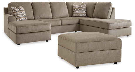 O'Phannon 2-Piece Sectional with Ottoman in Briar - PKG015794