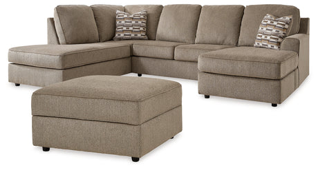 O'Phannon 2-Piece Sectional with Ottoman in Briar - PKG015795