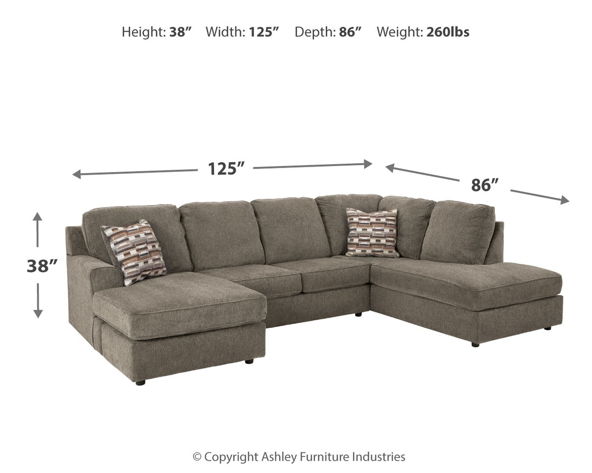 O'Phannon 2-Piece Sectional with Ottoman in Putty - PKG014855