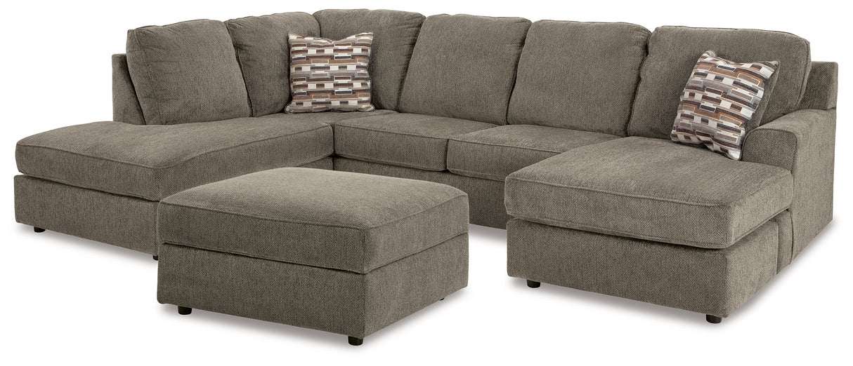 O'Phannon 2-Piece Sectional with Ottoman in Putty - PKG014856