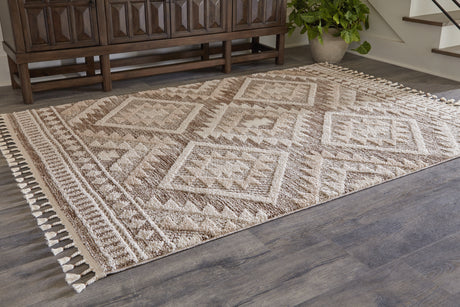 Odedale Tan/Cream Large Rug from Ashley - Luna Furniture