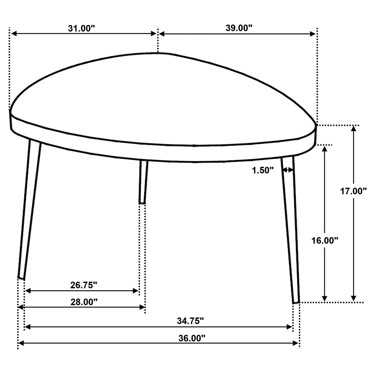 Odessa Triangular Solid Wood Coffee Table Black from Coaster - Luna Furniture