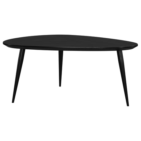 Odessa Triangular Solid Wood Coffee Table Black from Coaster - Luna Furniture