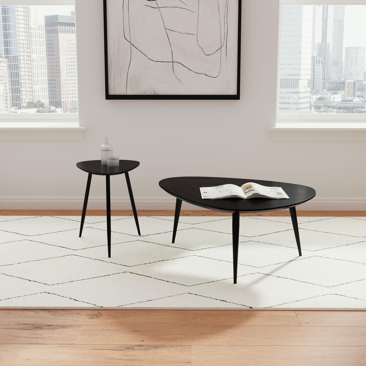 Odessa Triangular Solid Wood End Table Black from Coaster - Luna Furniture