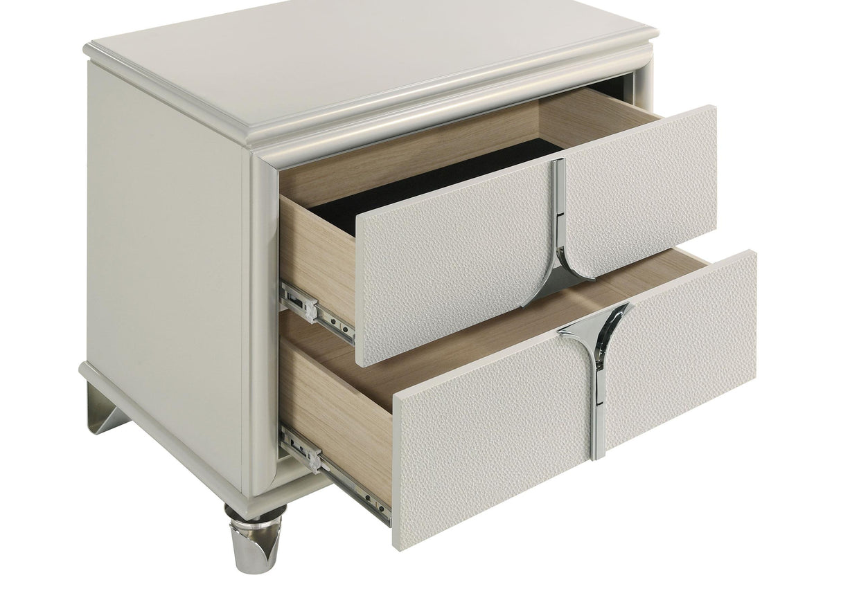 Olivia 2-drawer Nightstand Bedside Table Pearl White from Coaster - Luna Furniture