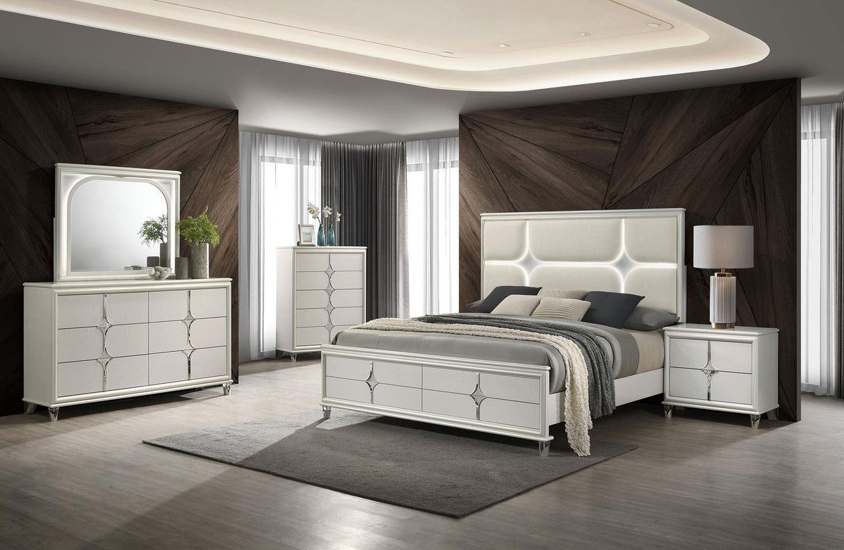 Olivia 5-drawer Bedroom Chest of Drawers Pearl White from Coaster - Luna Furniture