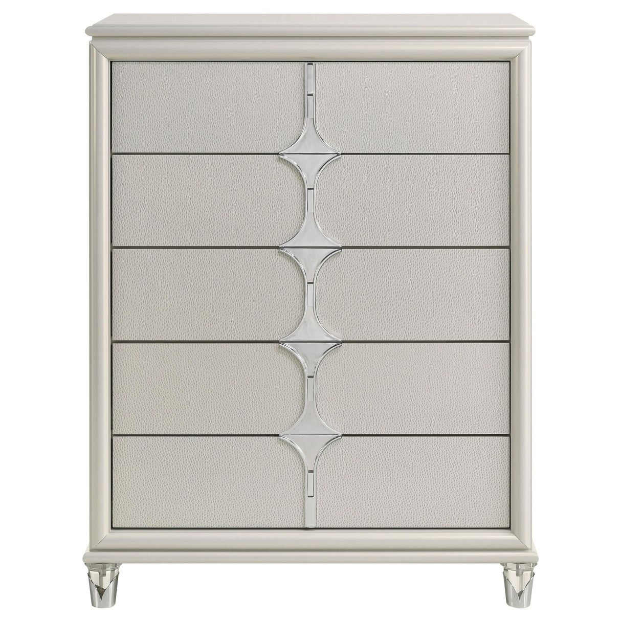 Olivia 5-drawer Bedroom Chest of Drawers Pearl White from Coaster - Luna Furniture