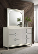 Olivia 6-drawer Dresser and LED Mirror Pearl White from Coaster - Luna Furniture