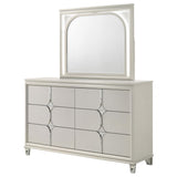 Olivia 6-drawer Dresser and LED Mirror Pearl White from Coaster - Luna Furniture