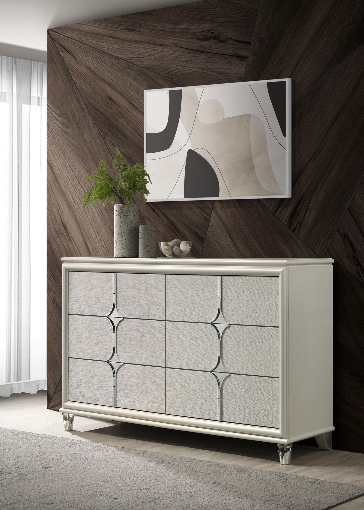 Olivia 6-drawer Dresser Cabinet Pearl White from Coaster - Luna Furniture