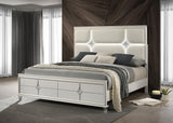 Olivia California King Panel Bed LED Headboard Pearl White from Coaster - Luna Furniture