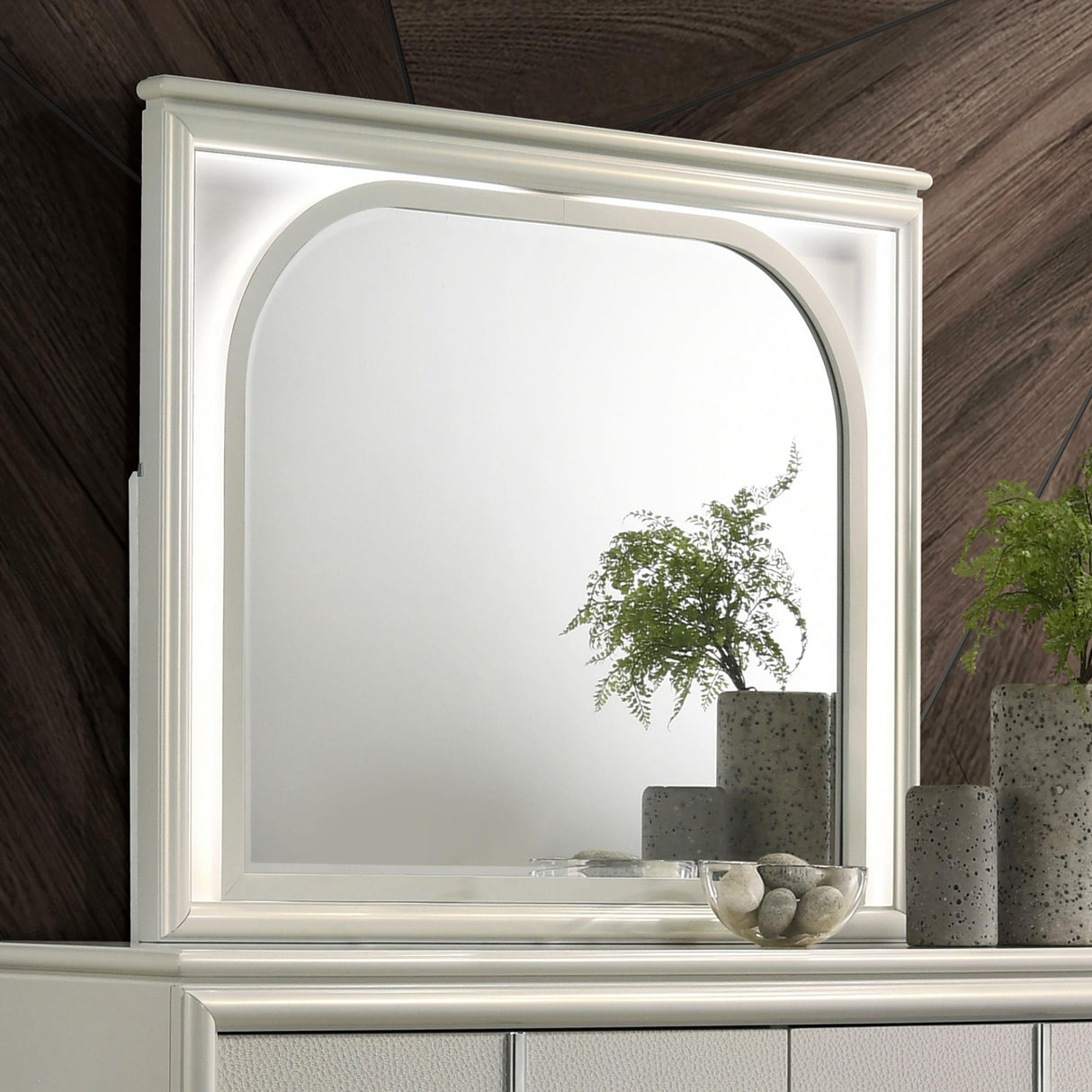 Olivia LED Dresser Mirror Pearl White from Coaster - Luna Furniture