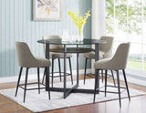 Olson 5 Piece Counter Set(Glass Counter Top Table & 4 Counter Chairs) from Steve Silver - Luna Furniture