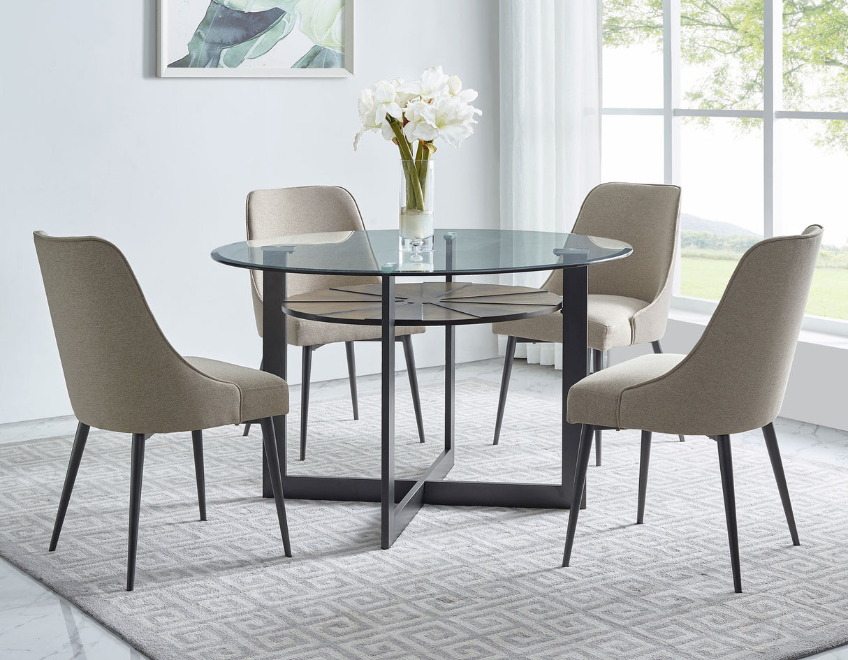 Olson 5 Piece Set(Glass Top Table & 4 Side Chairs) from Steve Silver - Luna Furniture