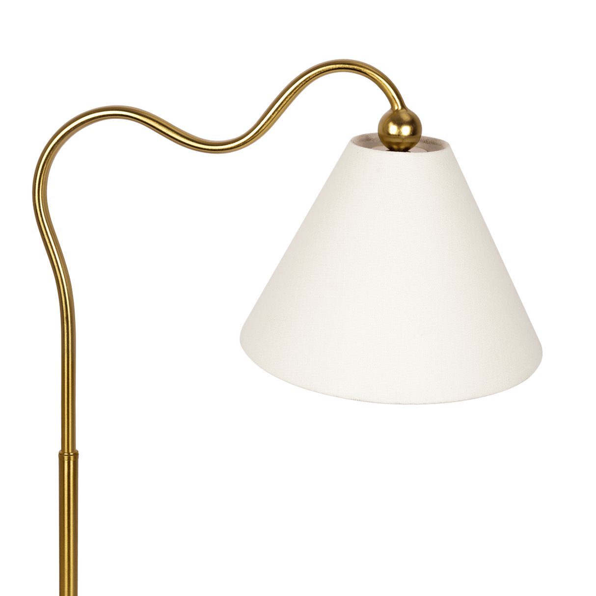 Ornate Brass Ring Base Curved Table Lamp with Triangle White Drum Shade - TBL03701001