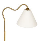 Ornate Brass Ring Base Curved Table Lamp with Triangle White Drum Shade - TBL03701001