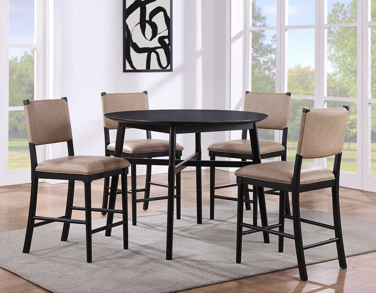 Oslo 46″ Round Counter Table, Black from Steve Silver - Luna Furniture