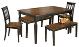 Owingsville Dining Table and 2 Chairs and 2 Benches in Black/Brown - PKG002045