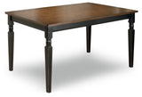 Owingsville Dining Table and 4 Chairs and Bench in Black/Brown - PKG002047