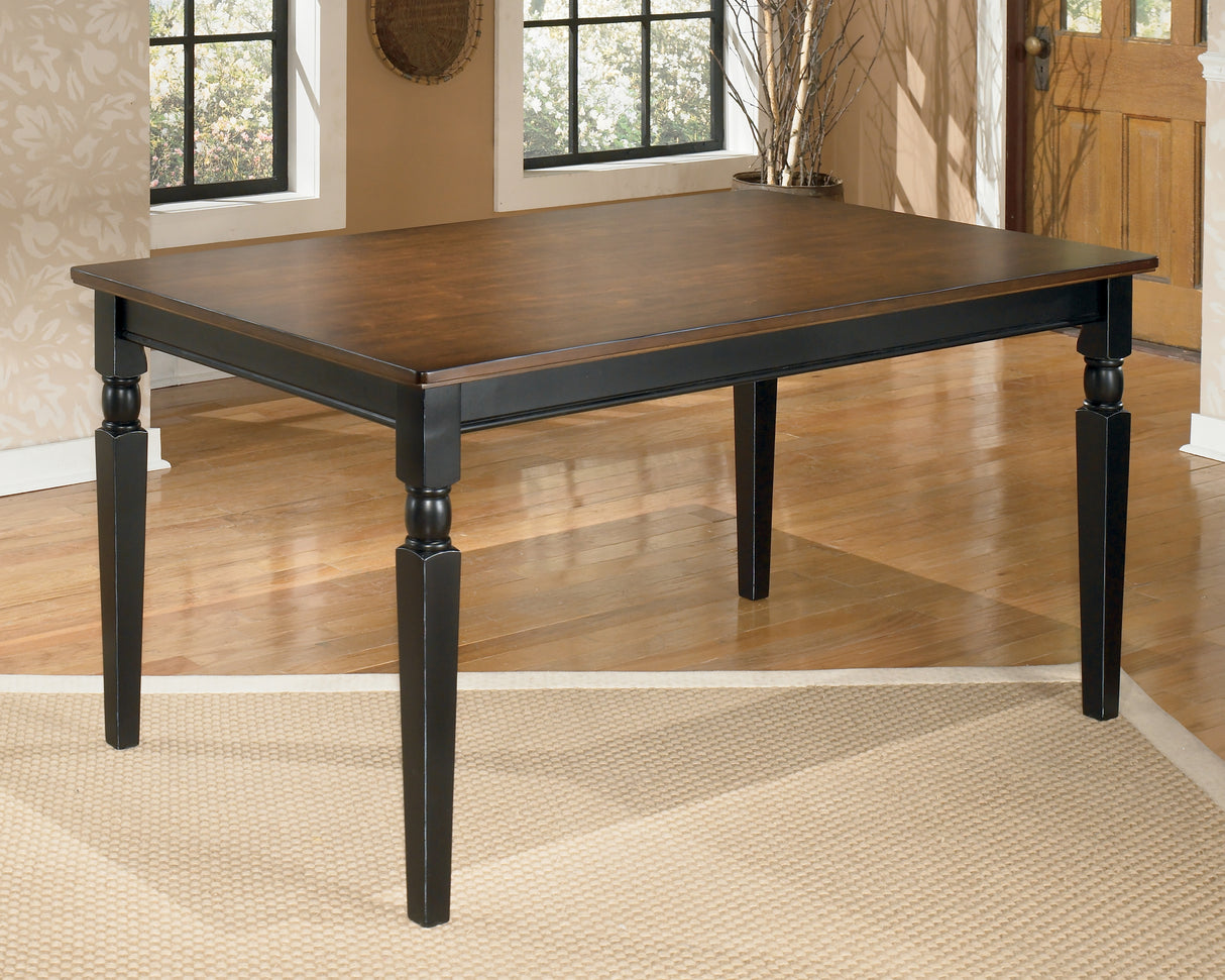 Owingsville Dining Table and 4 Chairs and Bench in Black/Brown - PKG002047