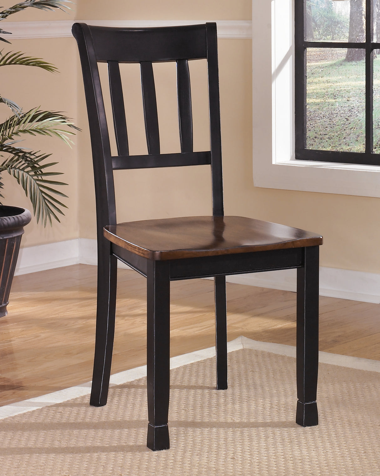 Owingsville Dining Table and 4 Chairs and Bench in Black/Brown - PKG002047