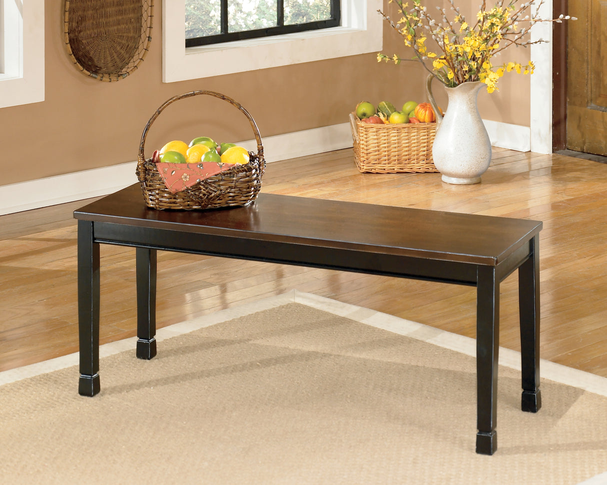 Owingsville Dining Table and 4 Chairs and Bench in Black/Brown - PKG002047