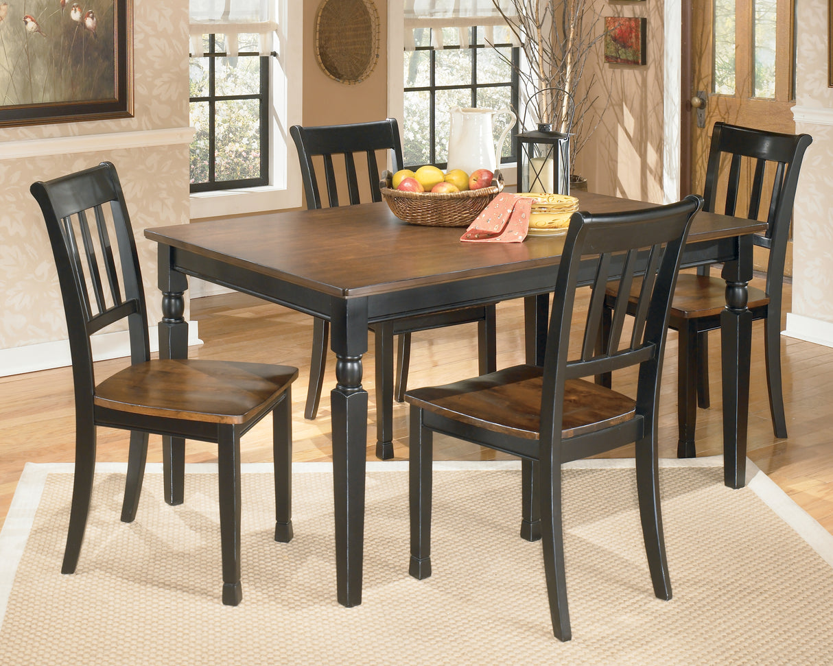 Owingsville Dining Table and 4 Chairs in Black/Brown - PKG002048