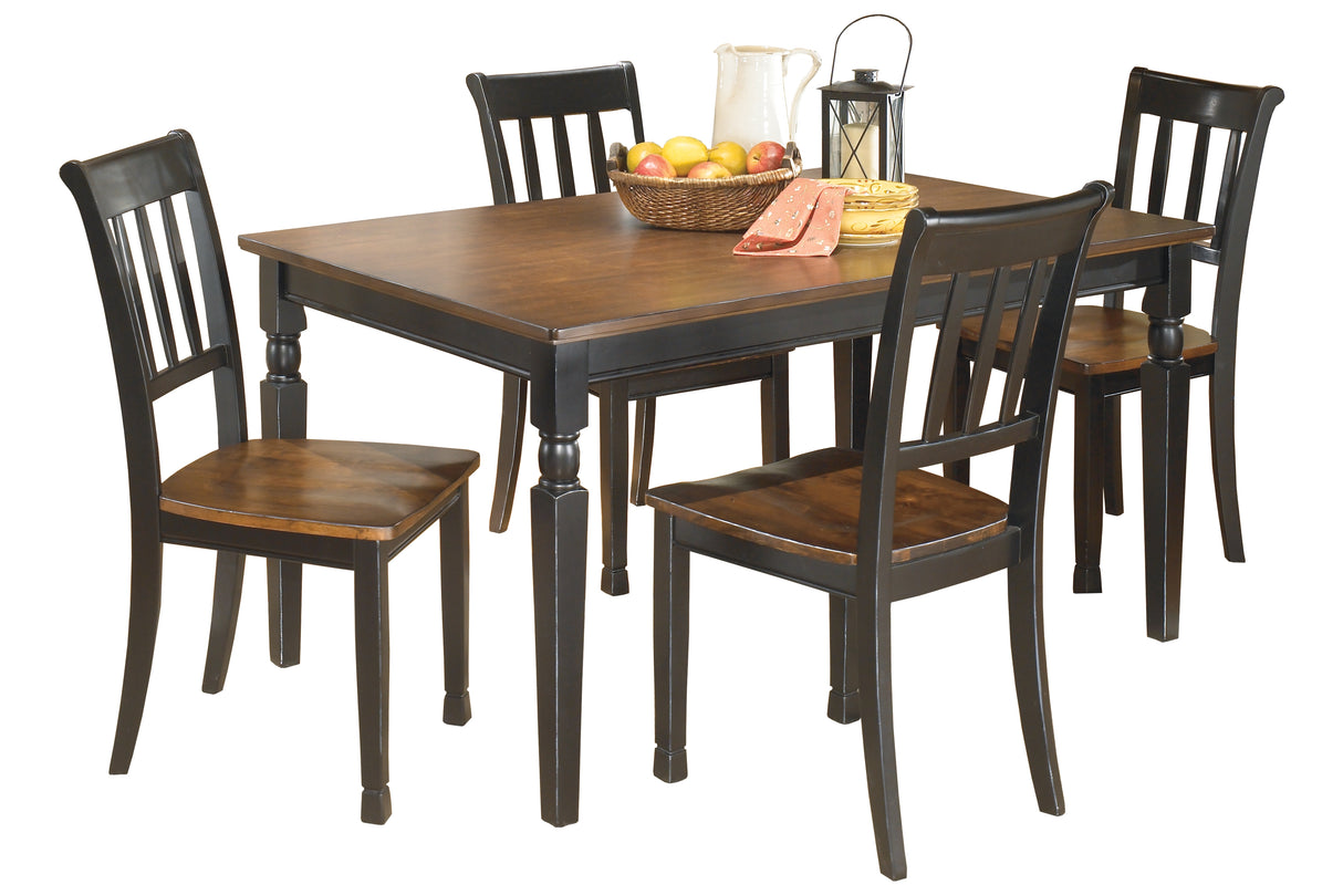 Owingsville Dining Table and 4 Chairs in Black/Brown - PKG002048