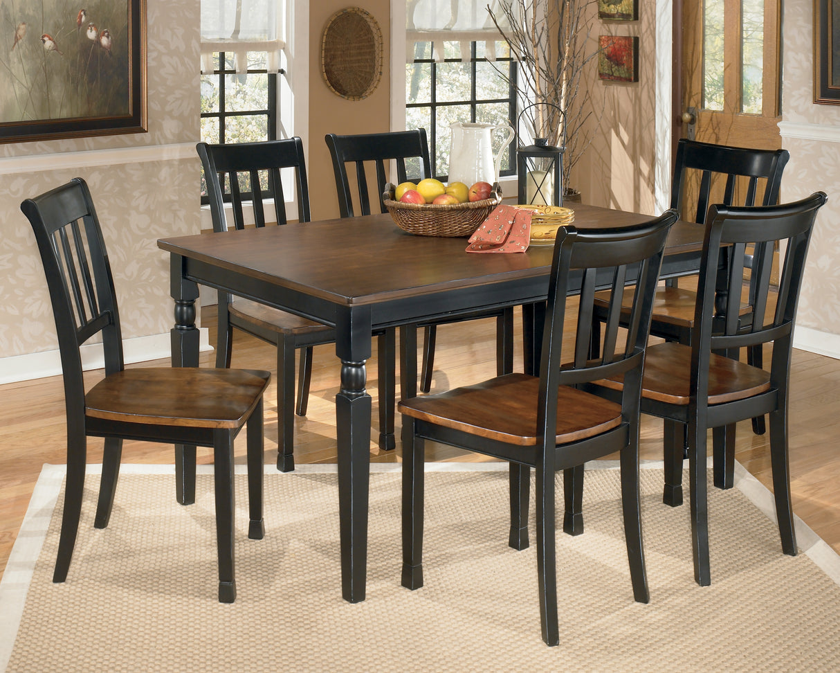 Owingsville Dining Table and 6 Chairs in Black/Brown - PKG002049