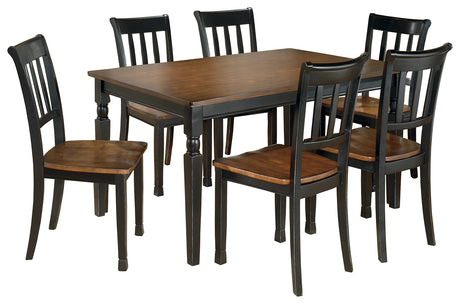 Owingsville Dining Table and 6 Chairs in Black/Brown - PKG002049