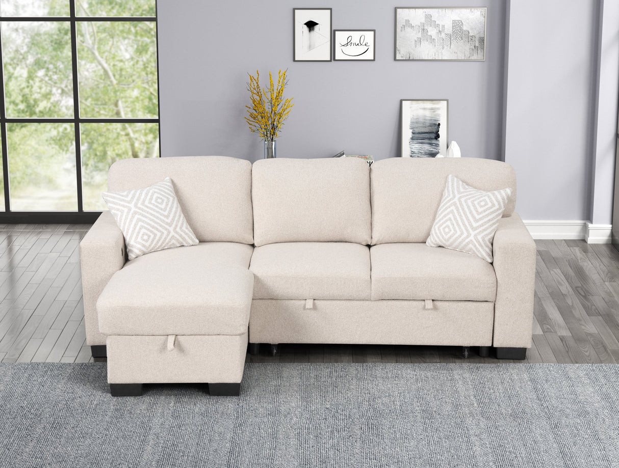 Pacific Beige Reversible Sectional With Pull-Out Bed from Happy Homes - Luna Furniture