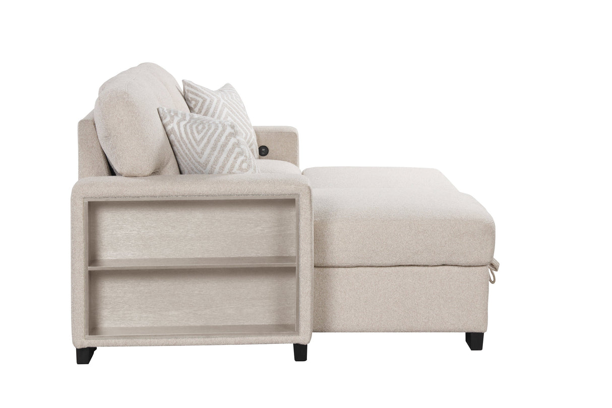 Pacific Beige Reversible Sectional With Pull-Out Bed from Happy Homes - Luna Furniture