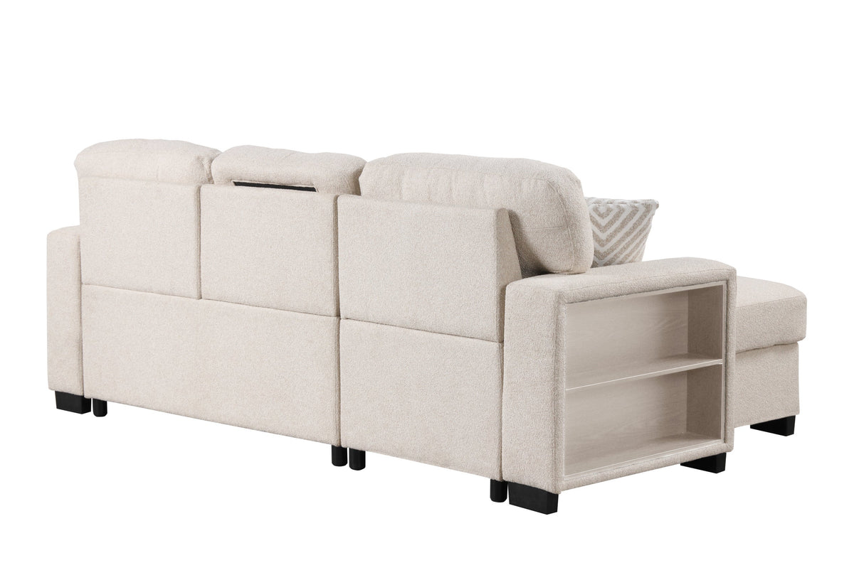 Pacific Beige Reversible Sectional With Pull-Out Bed from Happy Homes - Luna Furniture