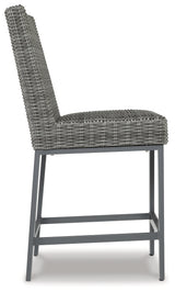 Palazzo Outdoor Bar Table and 6 Barstools in Gray from Ashley - Luna Furniture