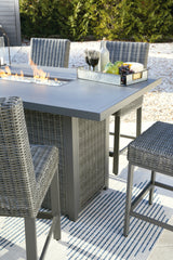 Palazzo Outdoor Bar Table and 6 Barstools in Gray from Ashley - Luna Furniture