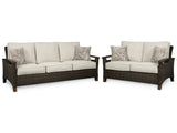 Paradise Trail Outdoor Sofa and Loveseat in Medium Brown - PKG014560