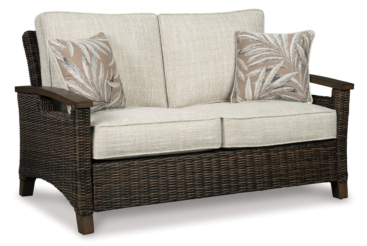 Paradise Trail Outdoor Sofa and Loveseat in Medium Brown - PKG014560