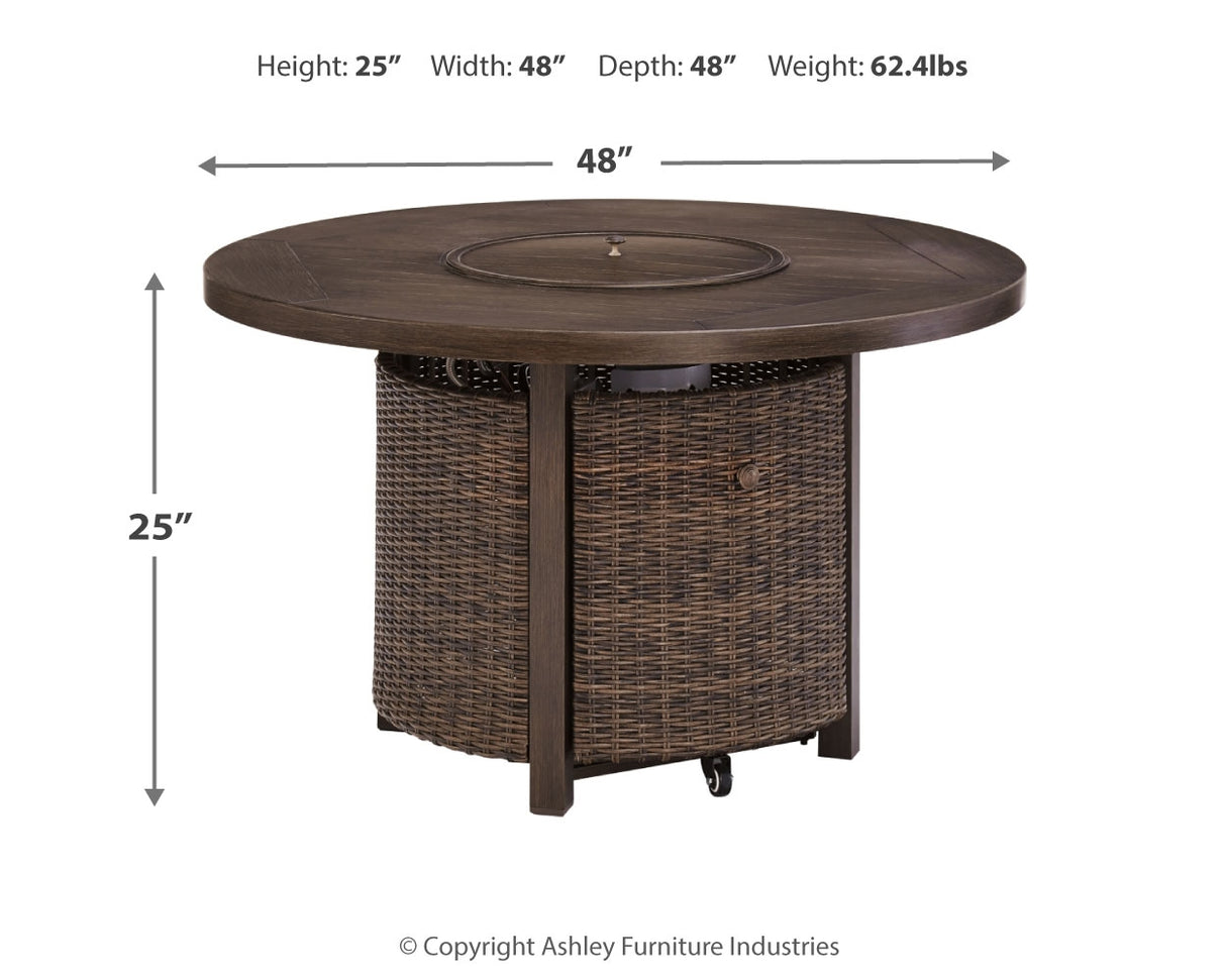 Paradise Trail Outdoor Sofa and Loveseat with Fire Pit Table in Medium Brown from Ashley - Luna Furniture