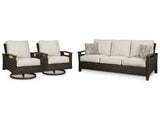 Paradise Trail Outdoor Sofa with 2 Lounge Chairs in Medium Brown from Ashley - Luna Furniture