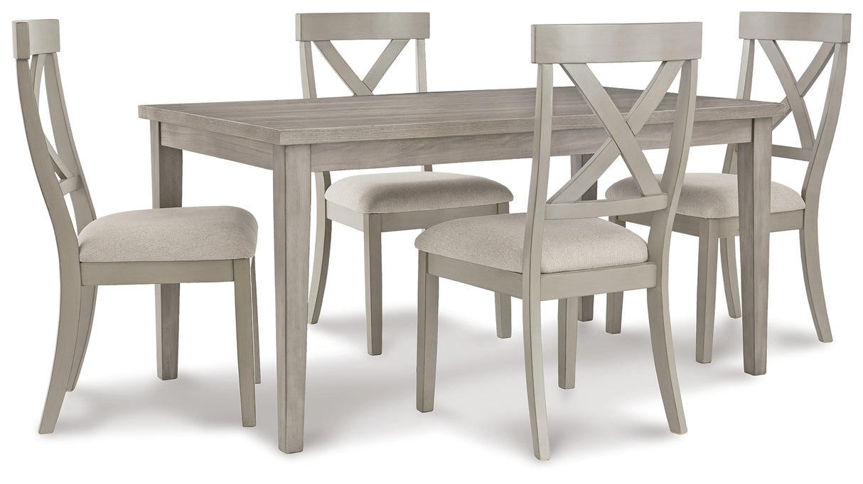 Parellen Dining Table and 4 Chairs in Gray - PKG011205