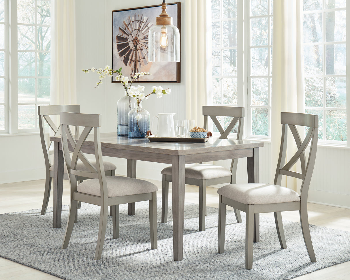 Parellen Dining Table and 4 Chairs in Gray - PKG011205