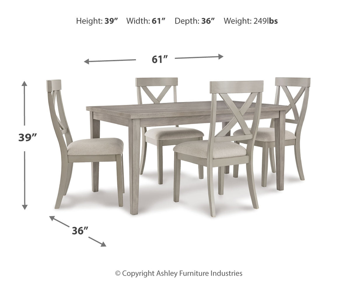 Parellen Dining Table and 4 Chairs in Gray - PKG011205